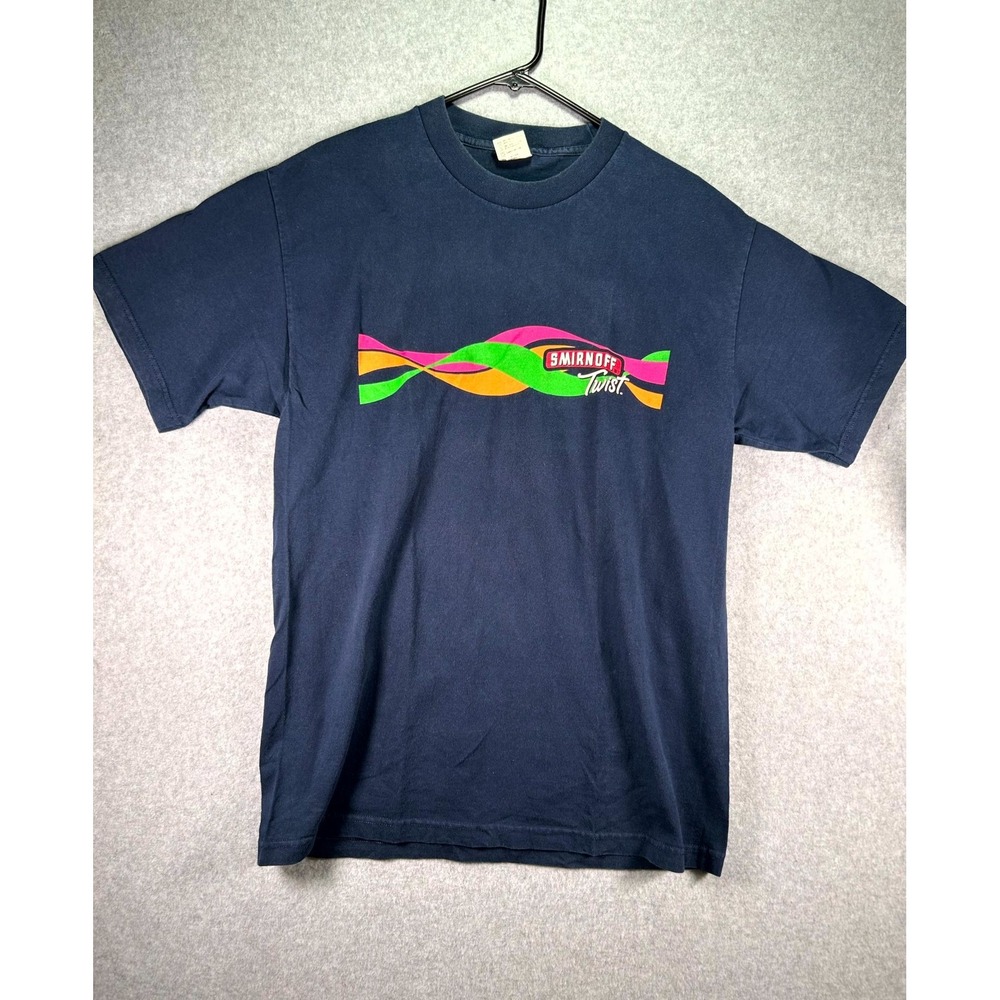 Vintage Murina T Shirt Mens Large Blue Cotton Smirnoff Twist Promo Graphic Print